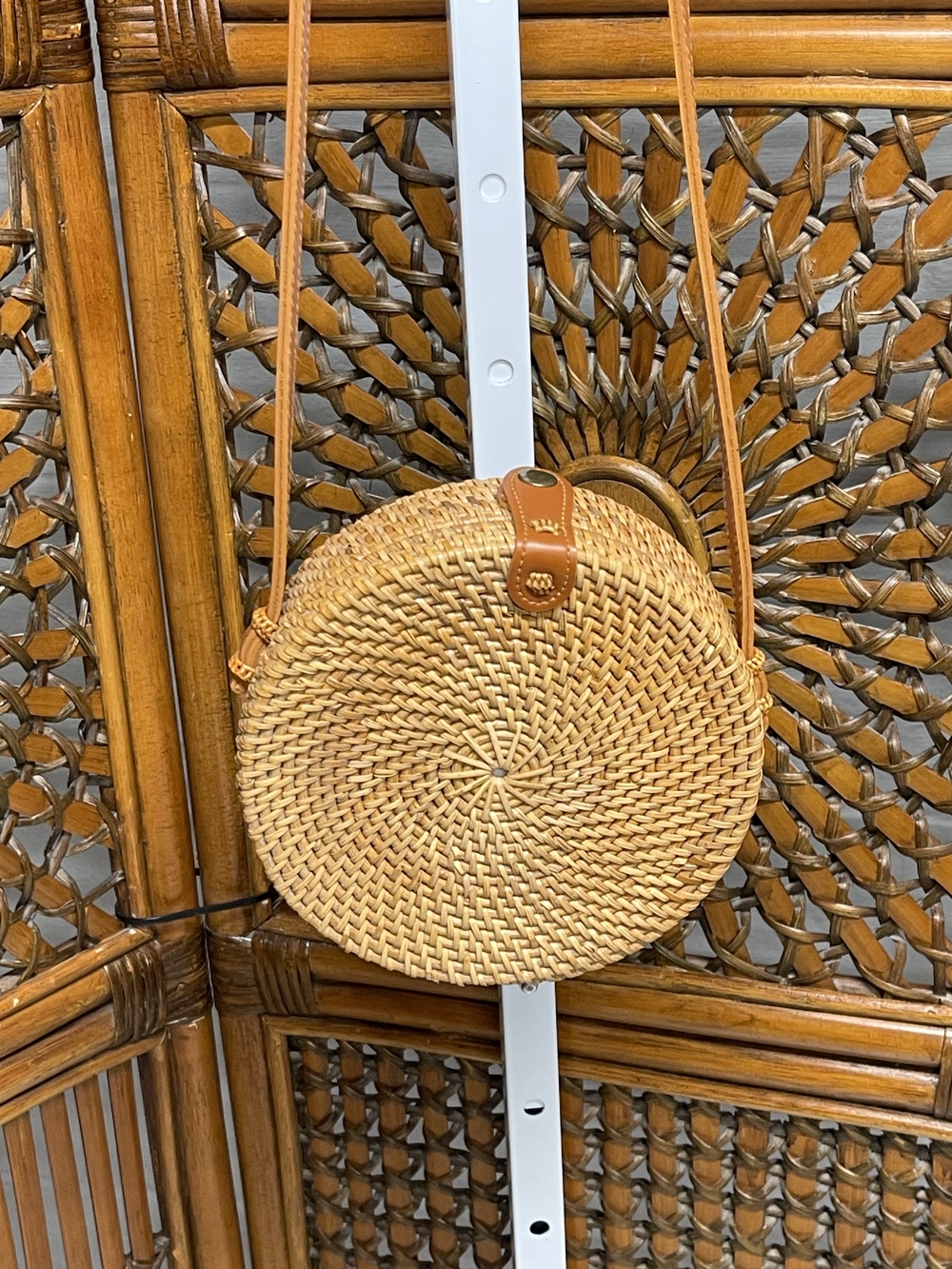 Vintage Woven Rattan Round Straw Crossbody Bag